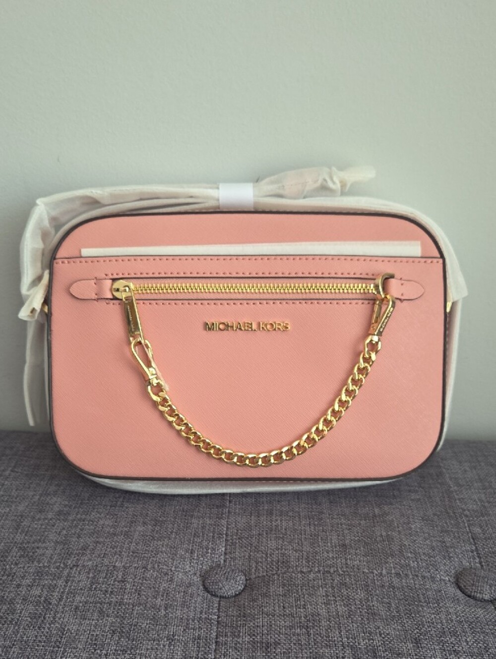 Michael Kors Blush Pink Saffiano Crossbody Bag with Gold Hardware